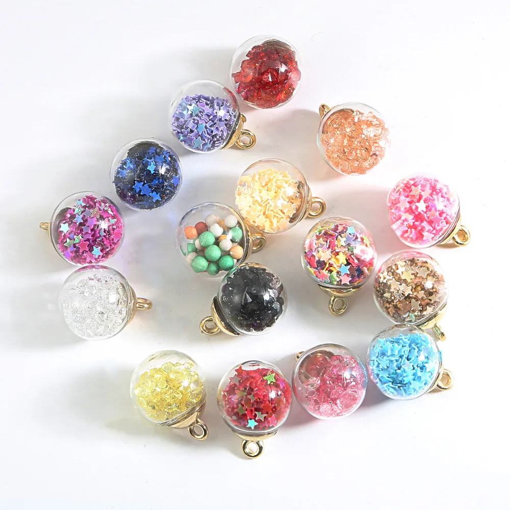 10 шт./лот, модный прозрачный стеклянный шар, цветная звезда, блестящий шар, подвеска для DIY, серьги, ожерелье, аксессуары для изготовления ювелирных изделий