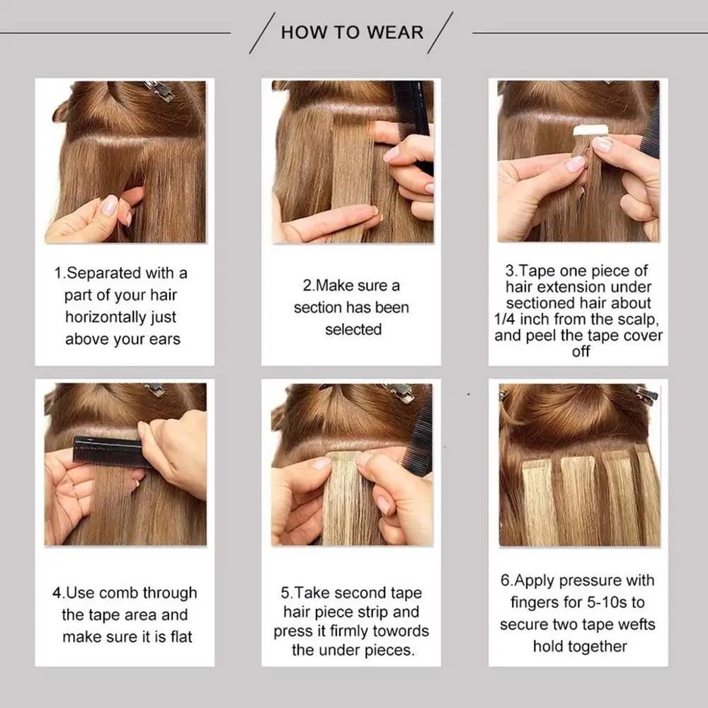 Neitsi Ombre Color Mini Tape In Human Hair Adhesive Extensions Straight Skin Weft 100% Natural Real Mega Hair 12