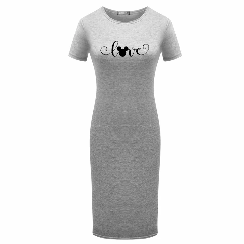

2021 Sexy Dress Plus Size Women Bodycon Mickey Letter Print Short Sleeve Summer Party Pencil Dress Vintage Robes Fashion