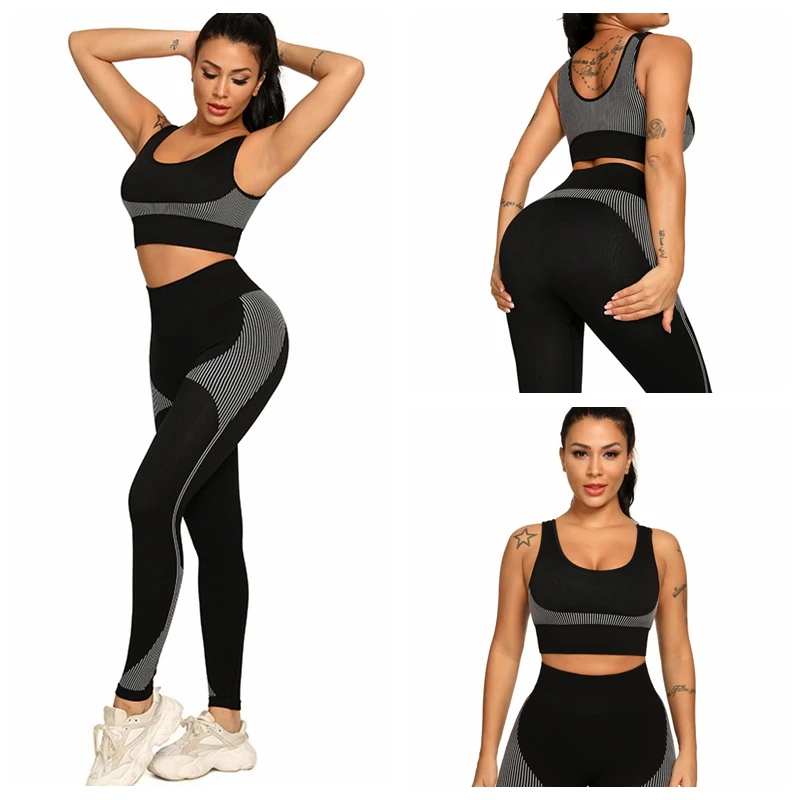 

Бесшовный Женский комплект для йоги, бюстгальтер с высокой талией, спортивные Леггинсы, спортивная одежда без рукавов, Мягкий Топ, спортивн...