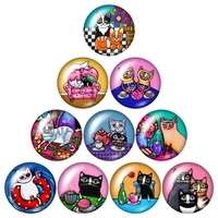 cute paintings black cats love pet colorful 10pcs 12mm16mm18mm25mm round photo glass cabochon demo flat back making findings
