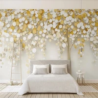xuesu custom large wallpaper mural wall cloth new circle 3d three dimensional one tree golden fortune tree background wall
