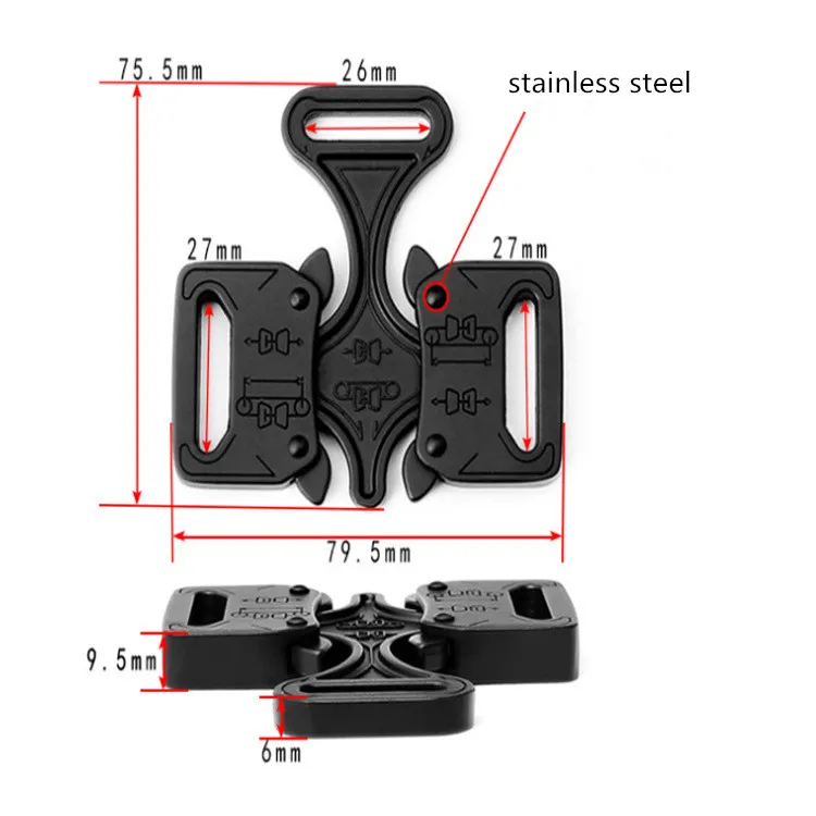 Metallschnallen mit doppeltem Entriegelungshaken, DIY-Sicherheitsgurtschnalle, verstellbares Outdoor-Sportgürtelzubehör, 27 mm, 38 mm, 45 mm – Detail 4