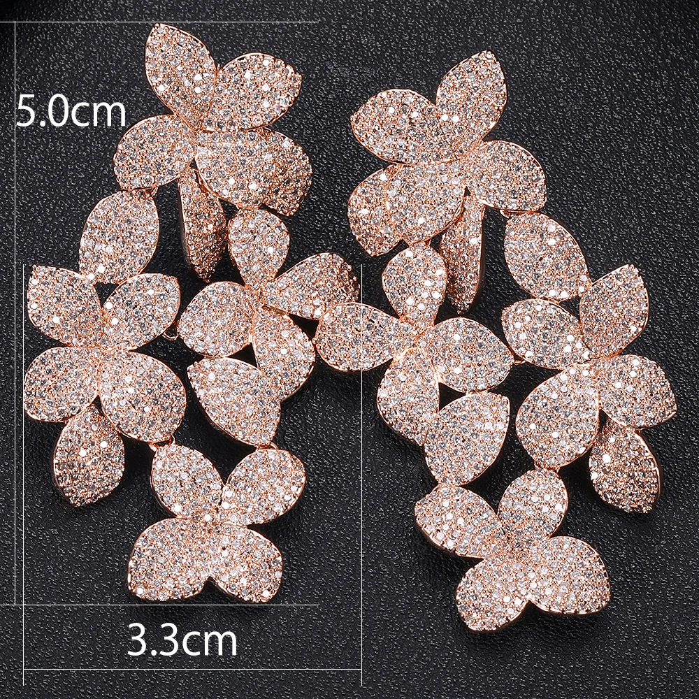 JankellyLuxury лист формы полная микро кубический цирконий для женщин Свадебные серьги