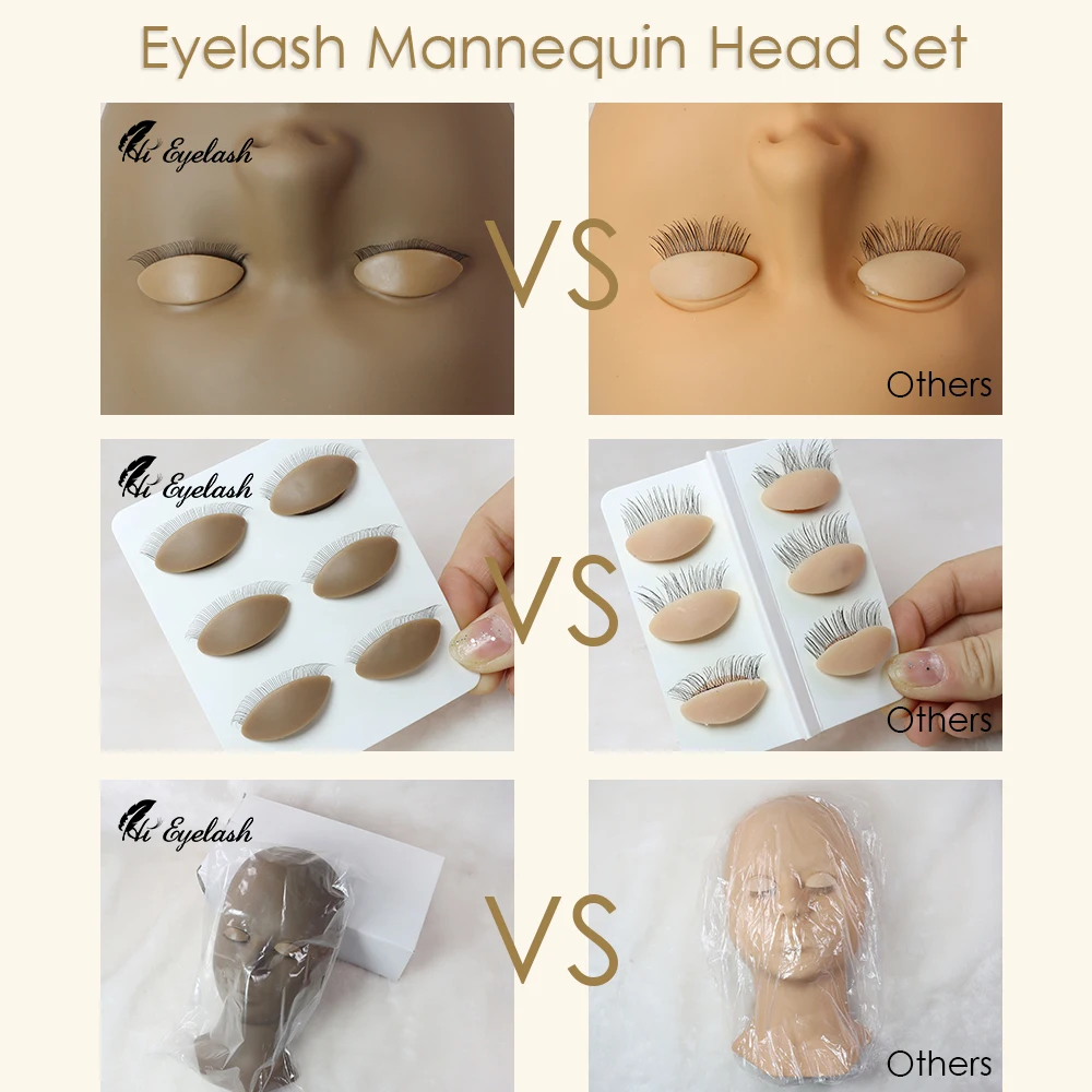 

Eyelash Extension Silicone Mannequin Head With Replace Eyelids Grafted EyeLashes Training Kit Practice Lash Model Head Tools