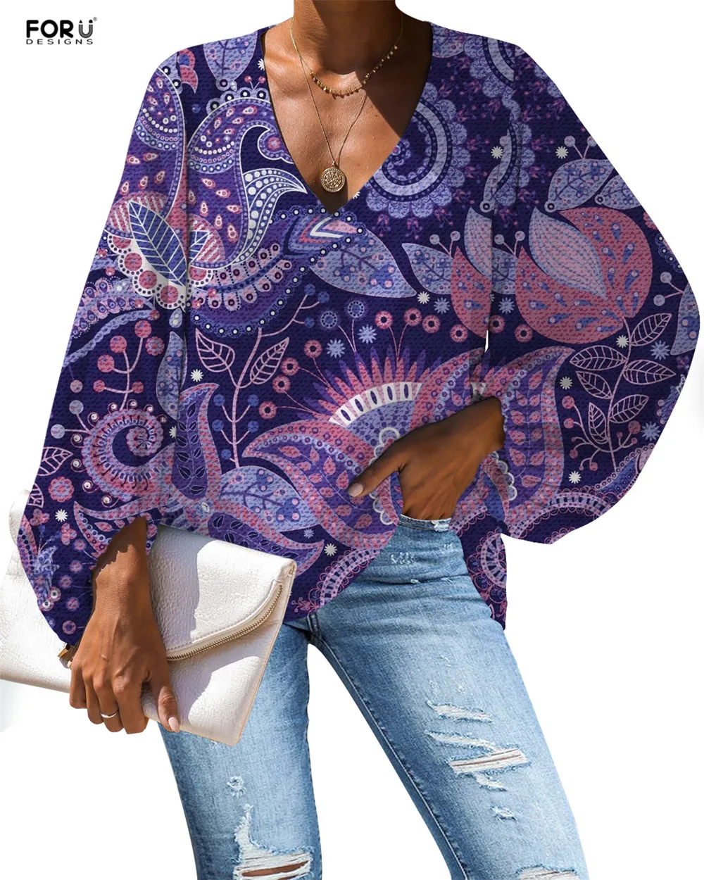 FORUDESIGNS модные женские топы бренда Swirl повседневные шифоновые Блузы с длинным