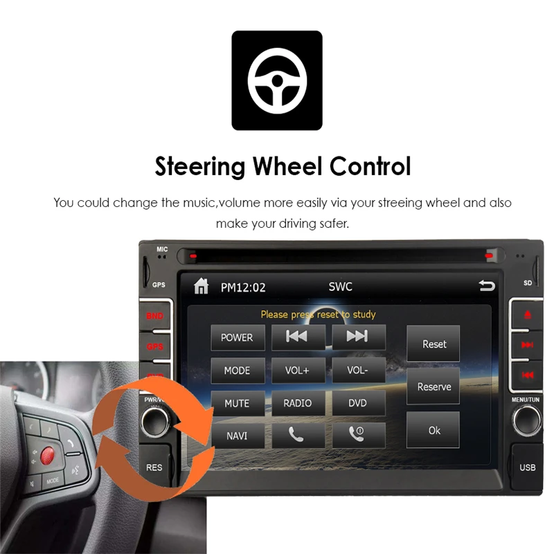 YuanTing Double Din Car Radio 6.2 inch Touch Screen Stereo DVD Player Bluetooth GPS Navigation Head Unit Support SD/USB/RDS/AUX |