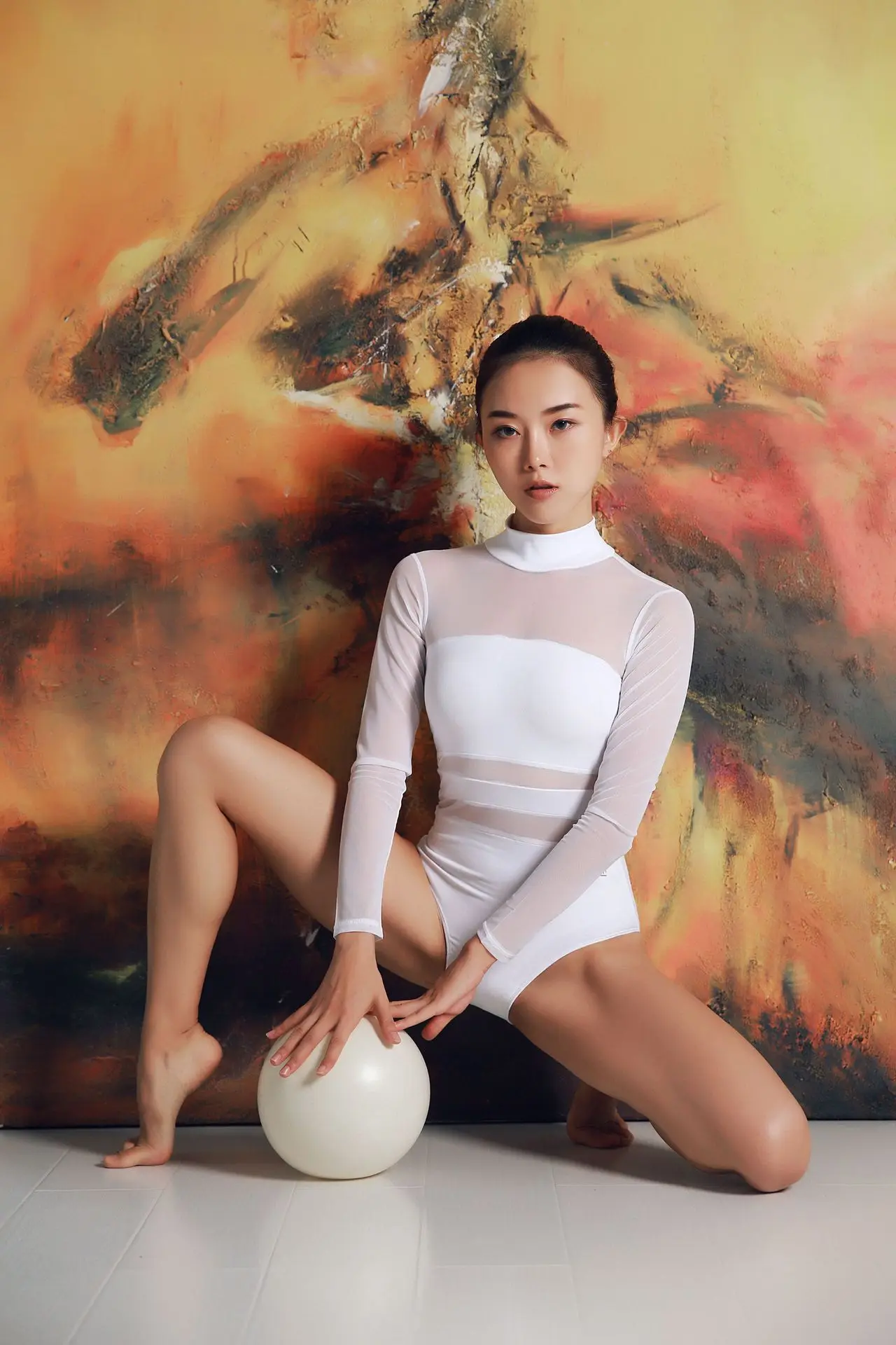 

European Clothing Ballet Leotard Adult Bodysuit Ballet Dancing Outfit Mesh Stitching With Chest Fitness Stage Suit Wholesale