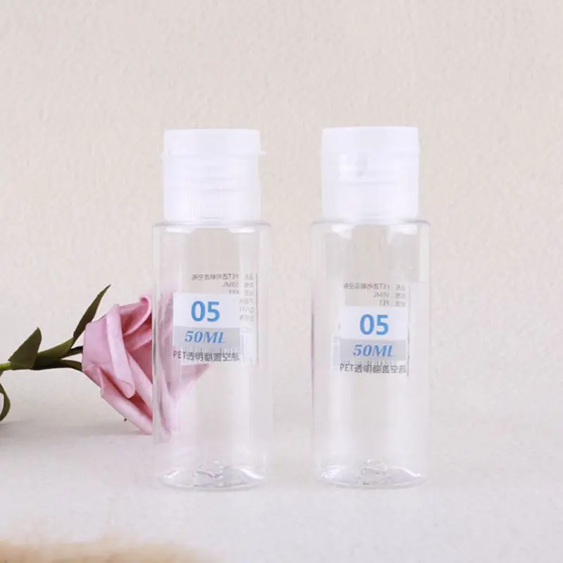 50 мл прозрачный пластиковый многоразовый флип топ пустая бутылка для