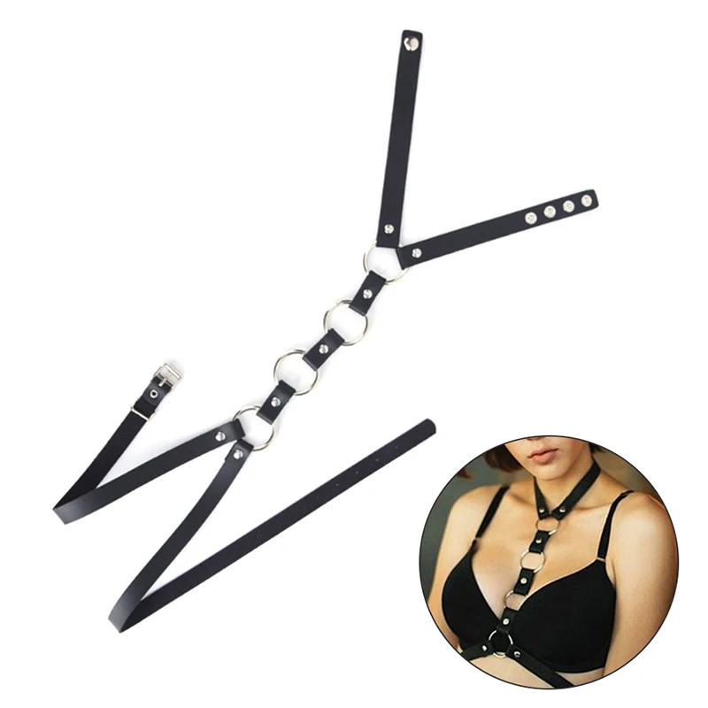 

Sexy Women Faux Leather Chest Body Harness Waist Belt Strap Punk Corset Bustier