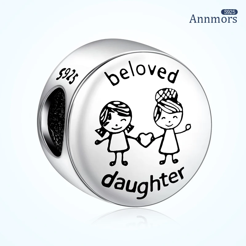 

Beloved Daughter Round Beads Charms Silver Plating Fit Bracelet Original Charms For Daughter Jewelry Bangle Gifts