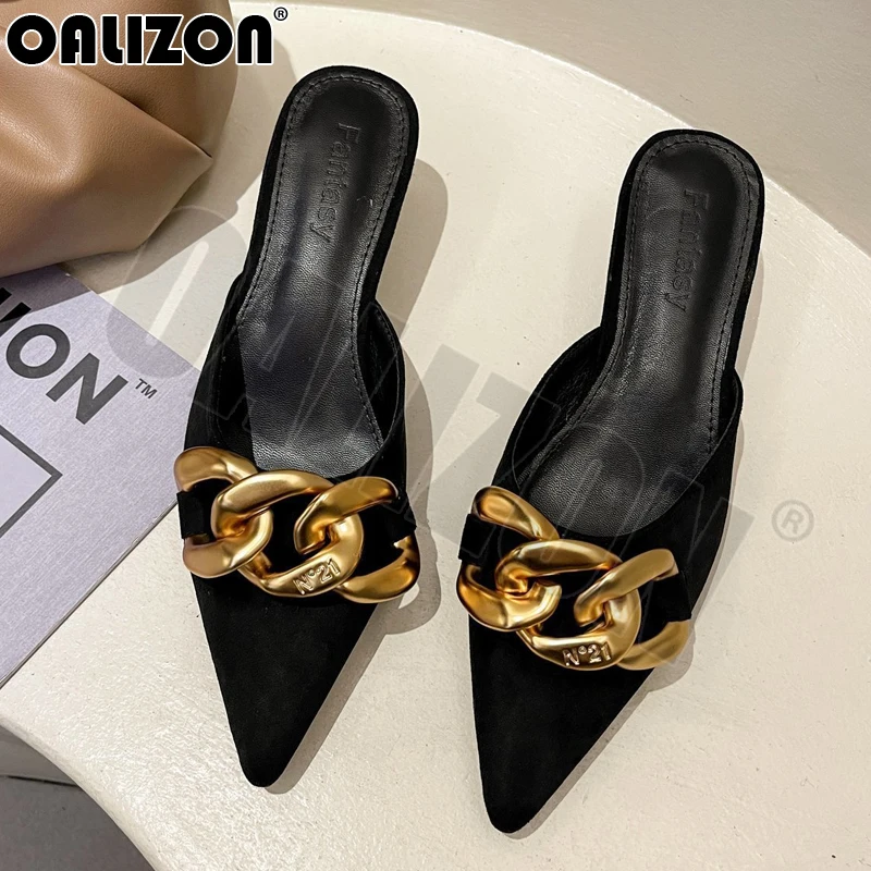 

Elegant Women Summer Flip Flops Chain Pointed Toe Slippers Sandals Shoes Woman Casual Slides Mules Babouche Slippers Shoes Mujer