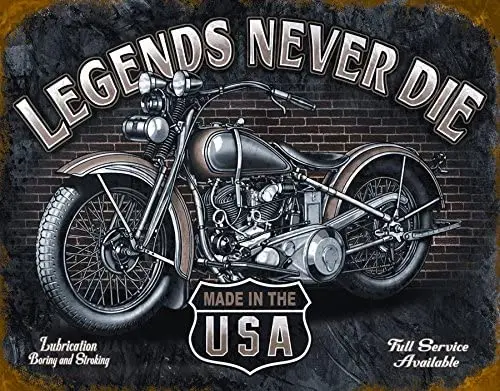 

Legends Never Die Classic Old Fashioned Vintage Advertising Metal Tin Sign
