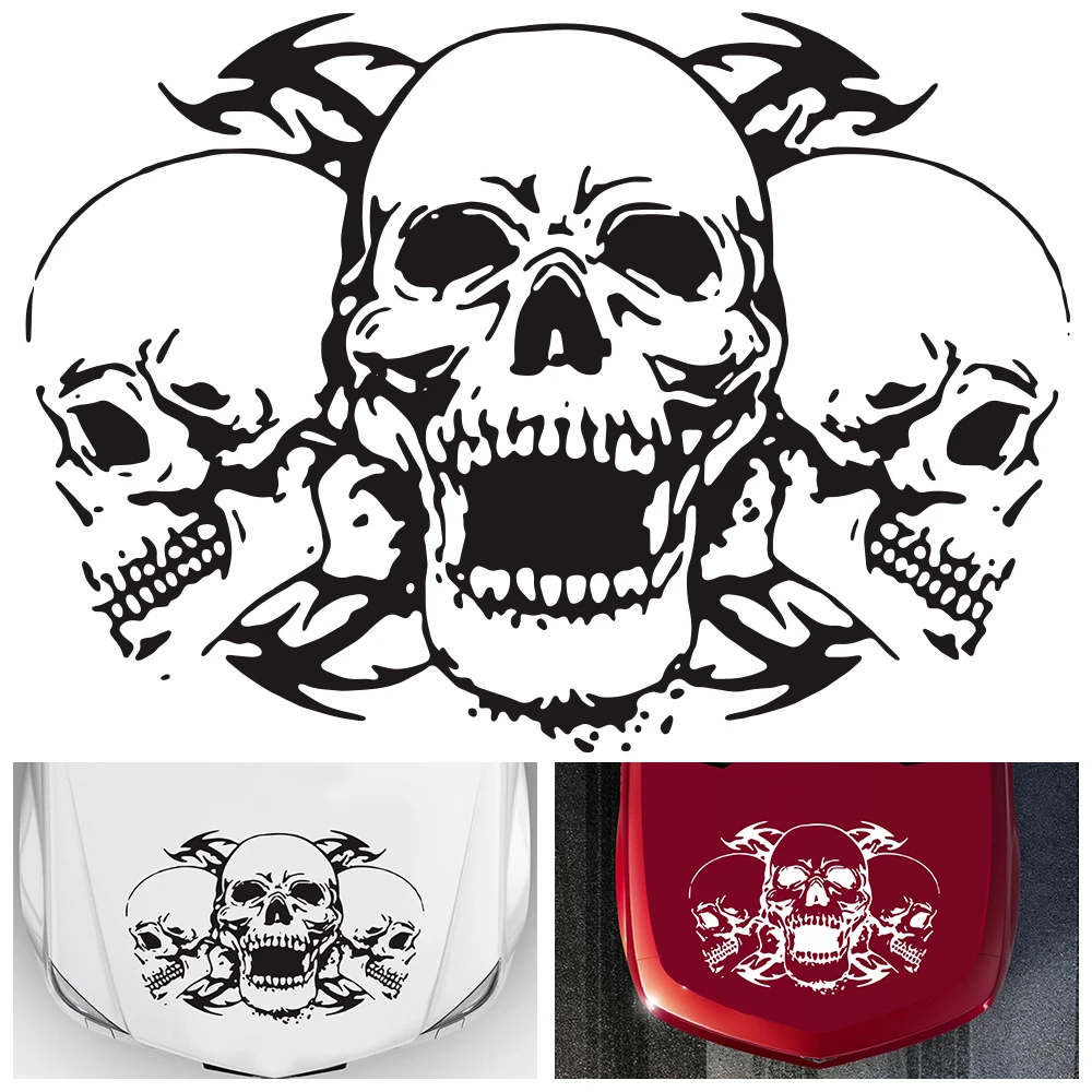 

1 шт. череп голова Тотем Авто Стикеры кузова автомобиля гоночных Боковая дверь длинные полосатые наклейки Стикеры s авто виниловые наклейки ...