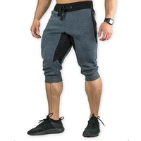 mens cotton casual shorts 34 jogger capri pants breathable below knee short pants with three pockets