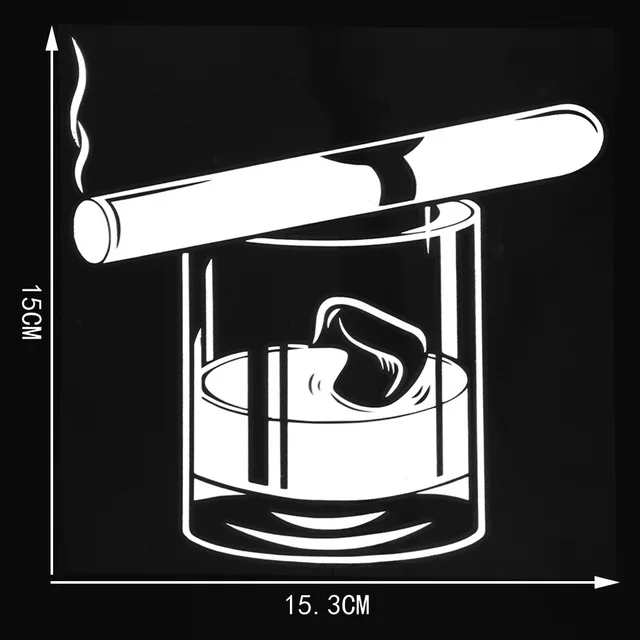 

15.3×15CM Vinyl Decal Whiskey Glass Cigar Alcohol Bar Men Style Car Stickers