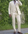 ANNIEBRITNEY новейший дизайн пальто брюки бежевый льняной мужской костюм Повседневный для шафера свадебный смокинг пользовательский приталенный облегающий мужской костюм комплект