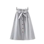 Женская плиссированная юбка до колен, элегантная юбка средней длины на пуговицах с высокой талией, школьная юбка в Корейском стиле, лето-осень 2021