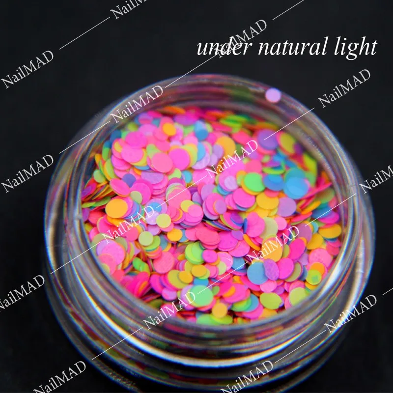 1 коробка блесток для ногтей мм 2 смешанные круглые Блестки светящиеся ногтевого