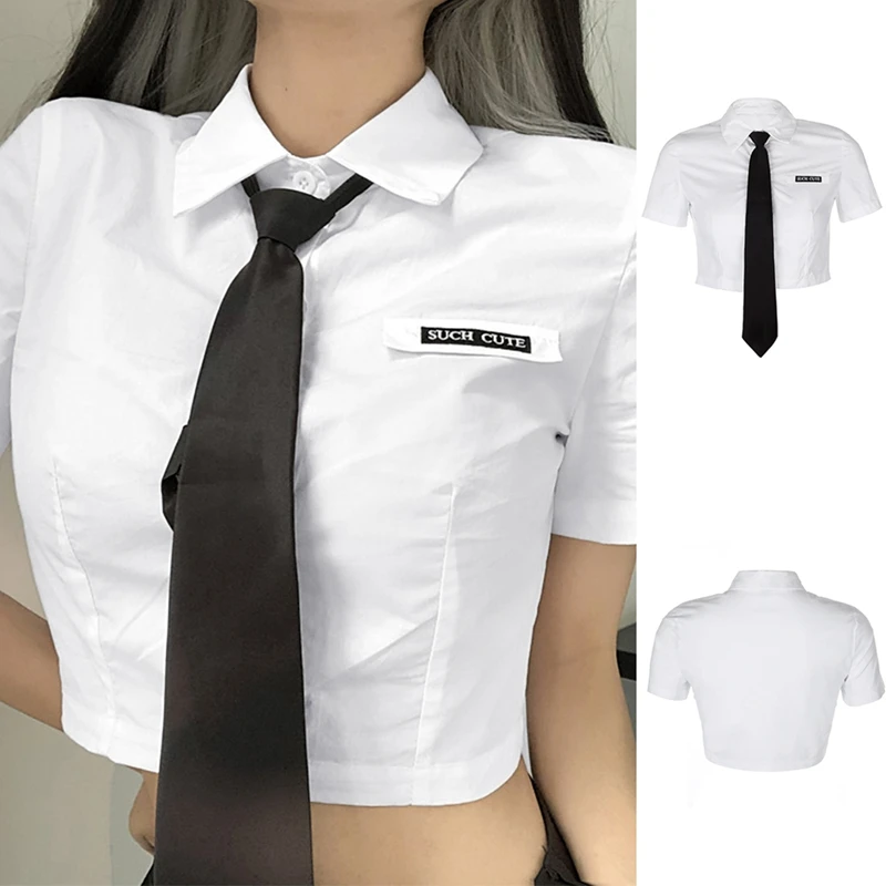 

Kili Fashion Women'S Sexy Embroidered Tie Short Shirt Short Sleeve Corset T-Shirt