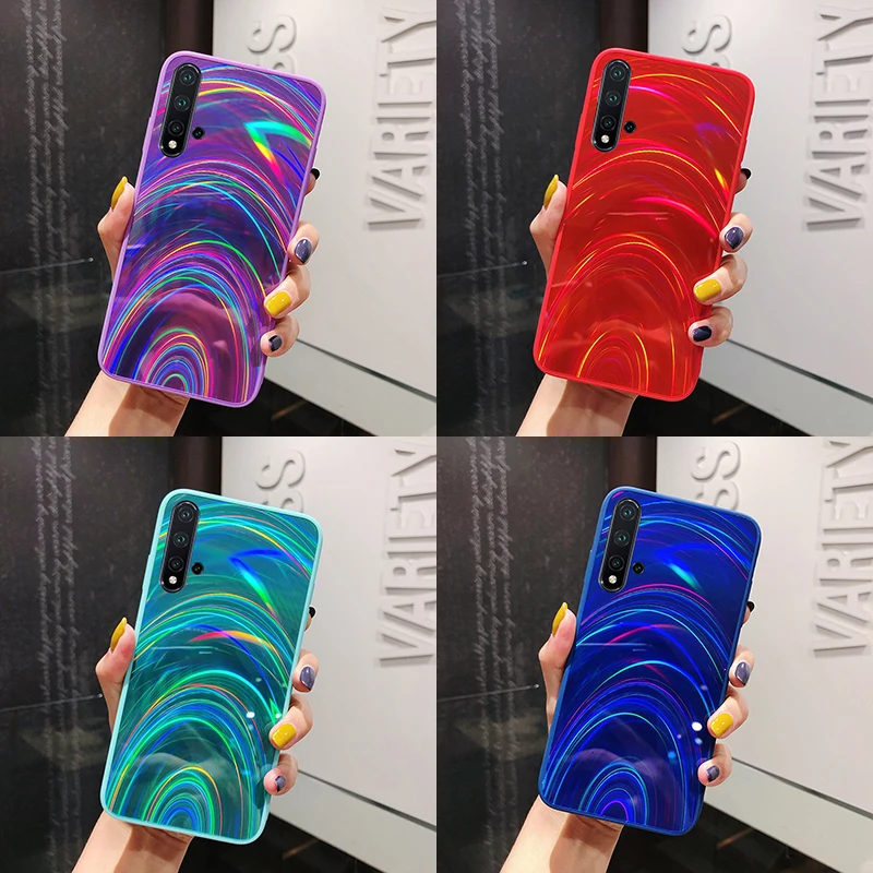lovecom colorful rainbow laser mirror phone case for xiaomi redmi note 10 9 pro 10s 9s 8 mi poco x3 pro nfc m3 soft back cover free global shipping