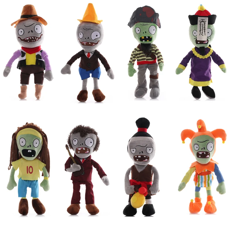 

8pcs/lot Plants vs Zombies Plush Toys Doll 30cm PVZ CONEHEAD Jester MJ Hats Zombie Plush Soft Stuffed Toys for Children Kid Gift