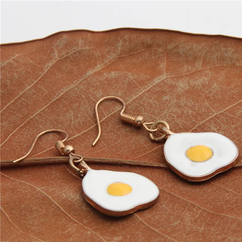 1 пара серьги с яйцом эмаль Kitch забавные золотые для ушей провода крючки подарок