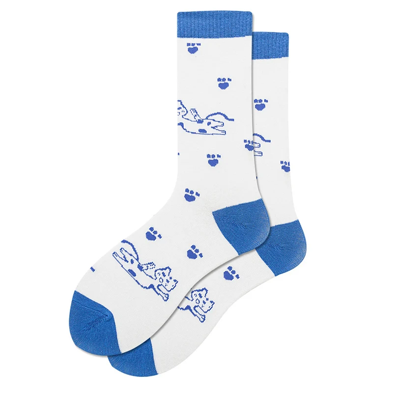 white cat Мужские Короткие хлопковые носки для катания на коньках в стиле хип-хоп, веселые женские носки, новинка, зимние теплые носки для скейтборда, роскошные причудливые носки - Цвет: white cat