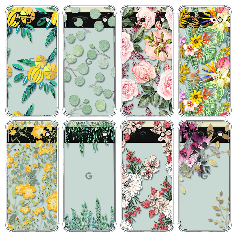 Защитный Мягкий чехол с цветами для Google Pixel 6 противоударный / Pro Pixel6 6pro | Мобильные