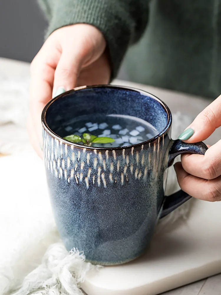 Керамическая кофейная дорожная кружка в стиле ретро с крышкой чашка для