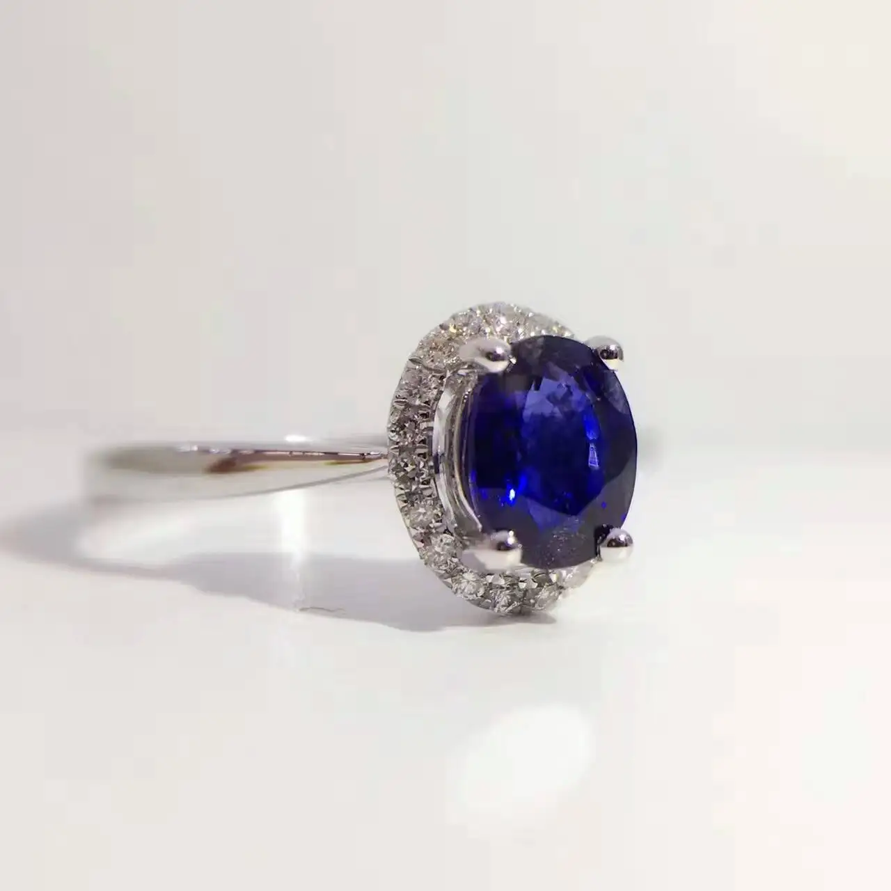 18K золото 0.819ct натуральный сапфир женское кольцо с 0.106ct Бриллиантовая установка Новое изысканное украшение на свадьбу обручальное кольцо