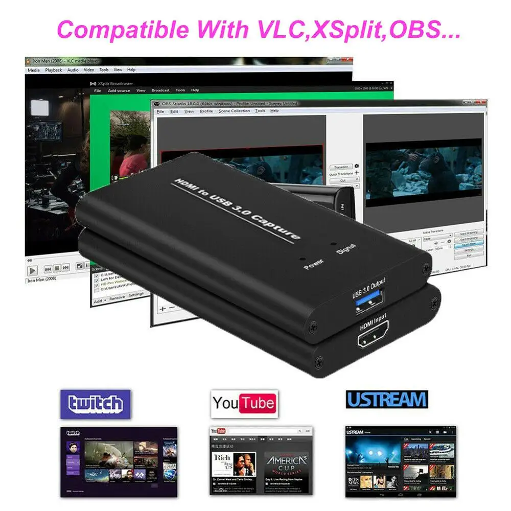 USB3.0 4K60Hz видеозахвата HD HDMI к USB карта ключ игровой потоковое устройство для