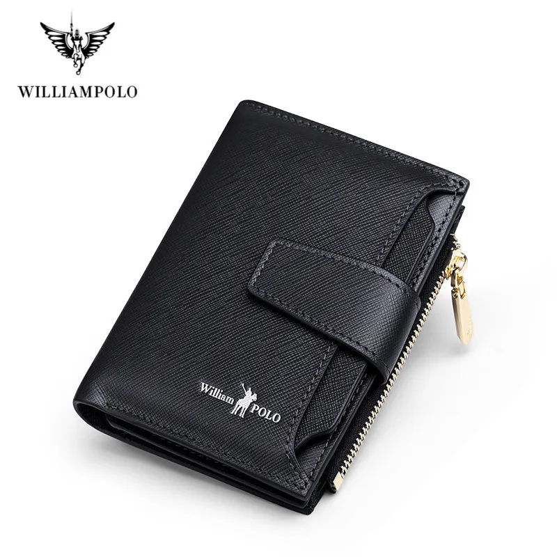 Мужской короткий кошелек из натуральной кожи WILLIAMPOLO модный компактный воловьей