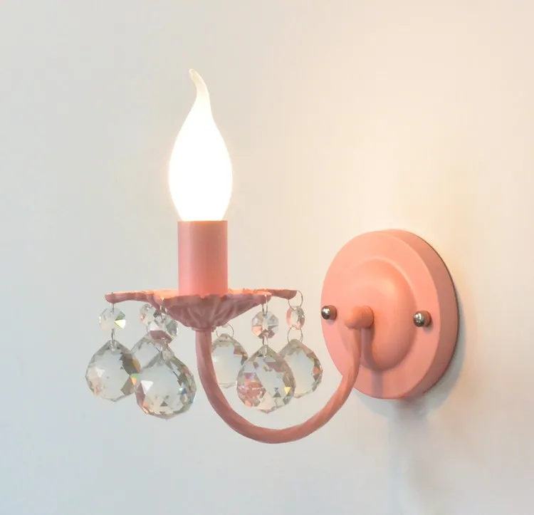 Детская комната многоцветный кристалл освещение синий черный розовый люстры для