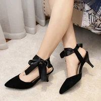 coolulu 2020 women pointed toe kitten heel pumps lace up dorsay pumps shoes ladies fashion pumps all match shoes size 33 45