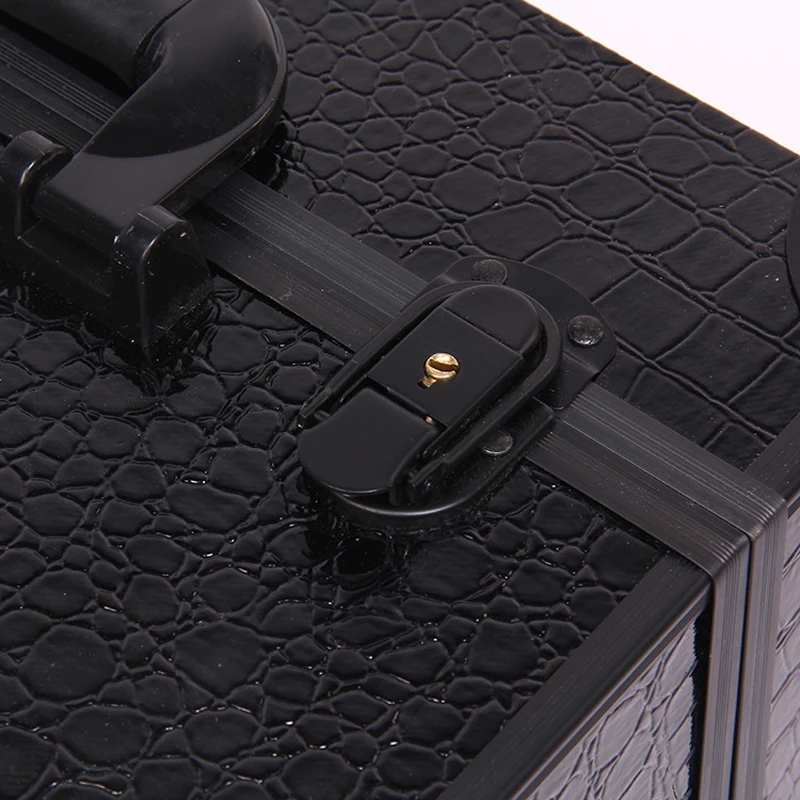 Большой черный Красота Чехол многоэтажных Макияж чемодан-органайзер чехол