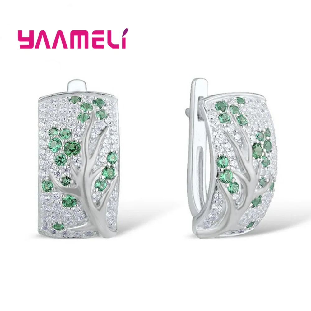 Женские серьги из серебра 925 пробы с мелкими фианитами изысканные цветные