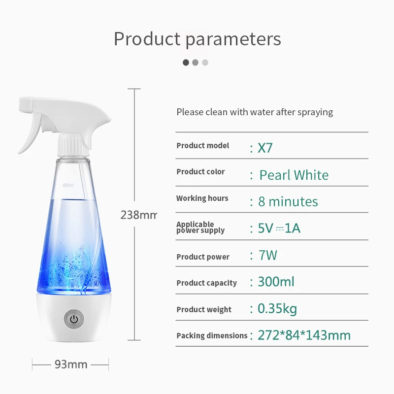 

300ml Multipurpose Hypochlorous Acid Water Making Machine Disinfectant Manufacturing Instrument Handheld