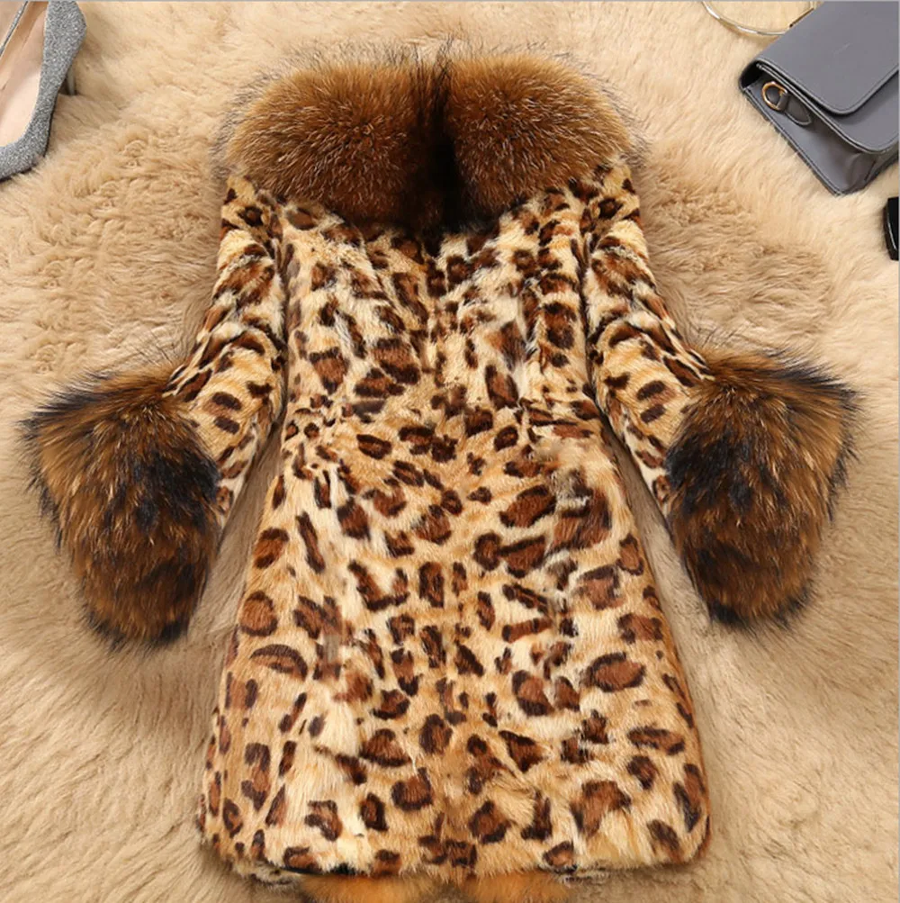S-5XL Autumn Winter Women Faux Fur Coat Classic Lady Leopard Jacket Coat Fluffy Leopard Patchwork Thick Warm Outerwear
