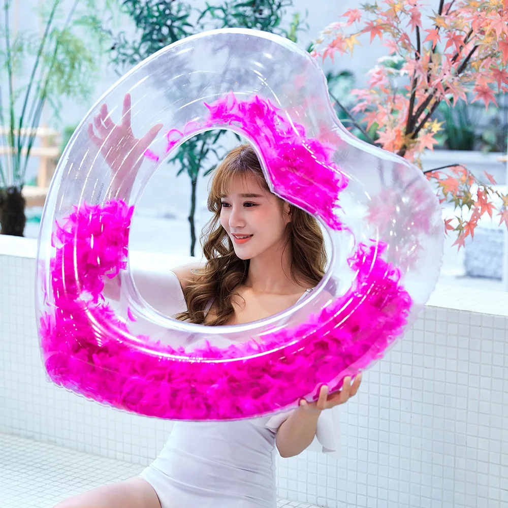 Плавательное кольцо с сердцем 90 перьев надувной круг для любимой женщины