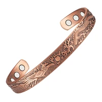 wollet dragon and phoenix pure copper magnetic bangle bracelet for men women health care pain relief magnet
