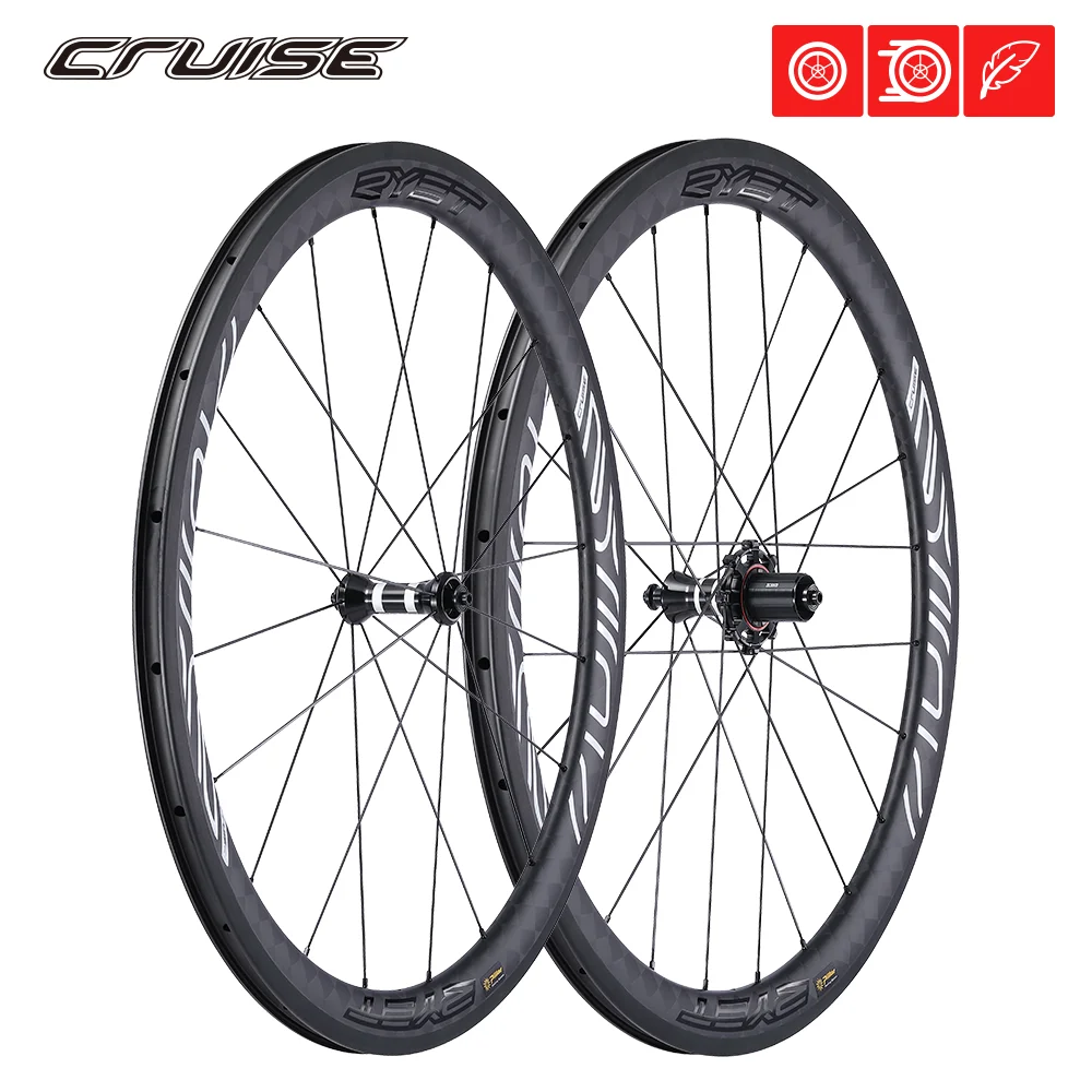 700C Углеродные колеса для дорожного велосипеда бескамерные готовые 18k V тормоза