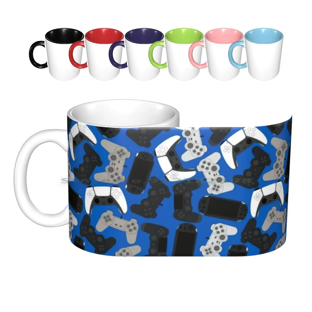 

Gamer Controller Ps Fans ( Blue ) Ceramic Mugs Coffee Cups Milk Tea Mug Play Videogames Retro Geek Culture Pixel Bit 8bit Style