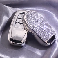 diamond car key cover case protection for audi b6 b7 b8 q5 a6l a4l a3 a4 smart key ring keyring for girls women gifts key covers