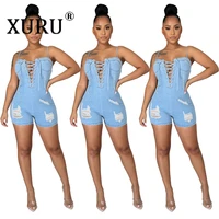 xuru suspenders sexy open back denim jumpsuit european and american womens summer hot sale denim jumpsuit