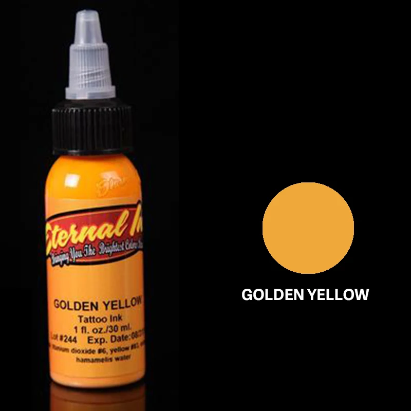golden yellow Перманентные чернила для татуировки, набор пигмента, tinta tattoo tintas para tatuajes, пигменты, динамические чернила, goochie tintas tattoo, aimoosi - Цвет: golden yellow