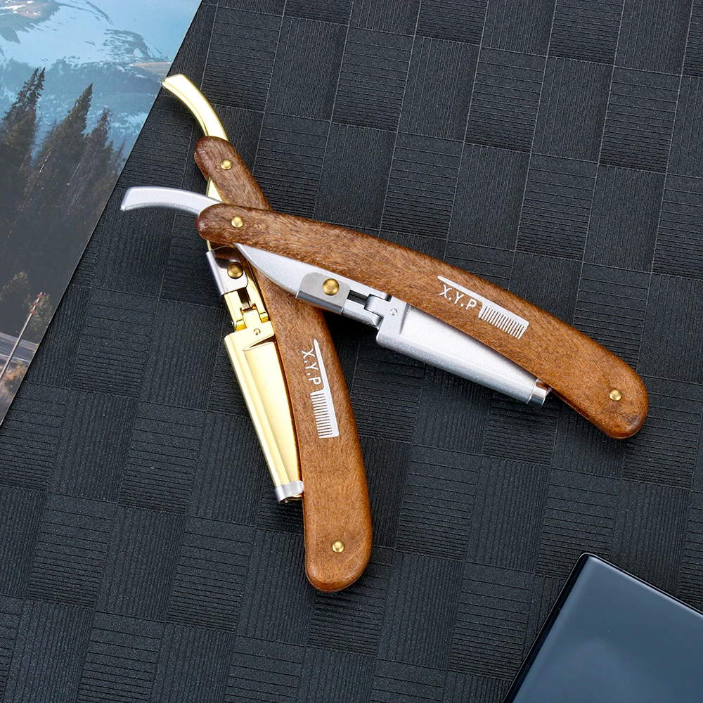 

1x Stainless Steel Folding Shave Knife Wooden Handle Beard Straight Razor Hair Dressing Tool Men Manual Convenience Hair Trimmer