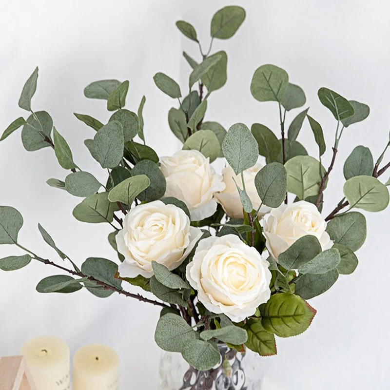 CSS 6 шт Искусственный Silver Fox доллар лист эвкалипта спрей в зеленом цвете 25 5 дюймов