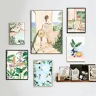 Плакаты и принты в стиле бохо с леопардовым изображением джунглей, леопардовых растений, плавательных бассейнов для девочек, Настенная живопись на холсте, настенные картины для декора гостиной