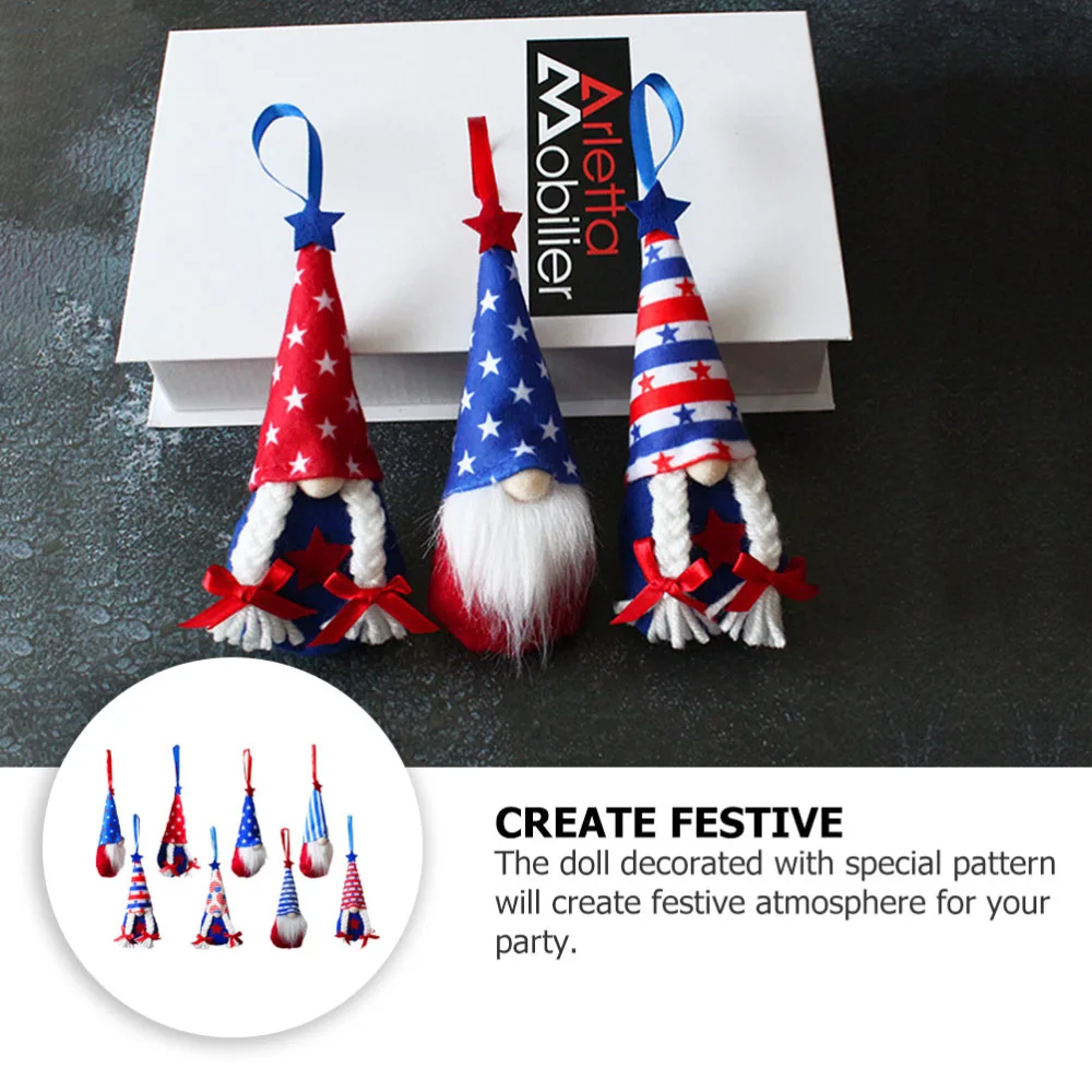 

8Pcs Dwarf Doll Adornments Independence Day Dwarf Decors for Patriotic Day